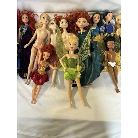 Disney Princess & Fairies Doll Lot 17 Ariel Merida Elsa Tinker Bell Rapunzel - Picture 11 of 11